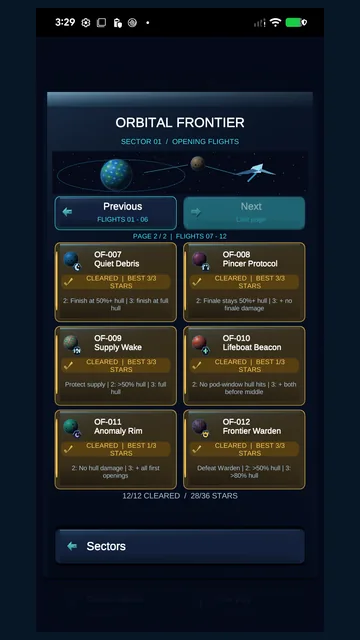 Super Nova Strike: missions 7 to 12 of Orbital Frontier.