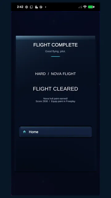 Super Nova Strike: a cleared Hard flight that earned the Nova hull paint.