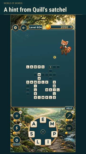 World of Words: Quill sends a hint letter onto the board.